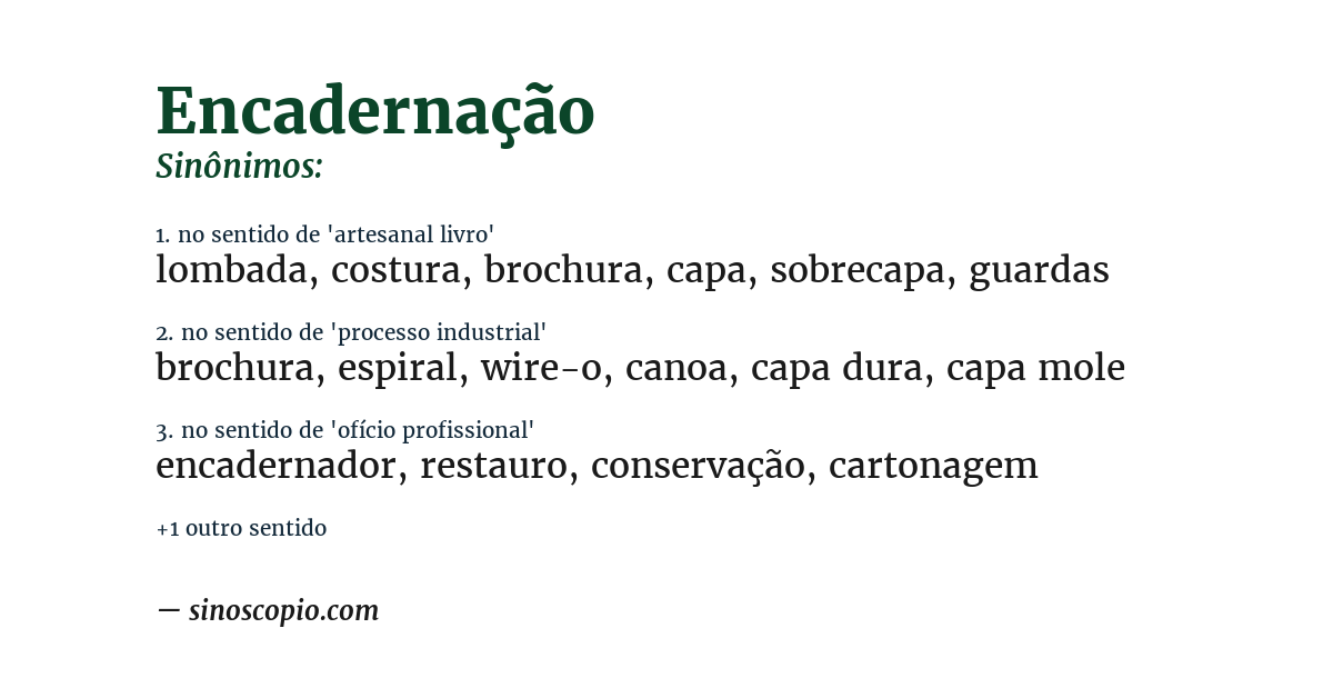 Sinônimo de encadernação