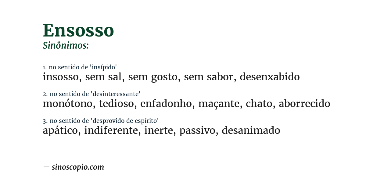 Sinônimo de ensosso