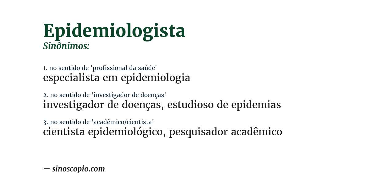 Sinônimo de epidemiologista