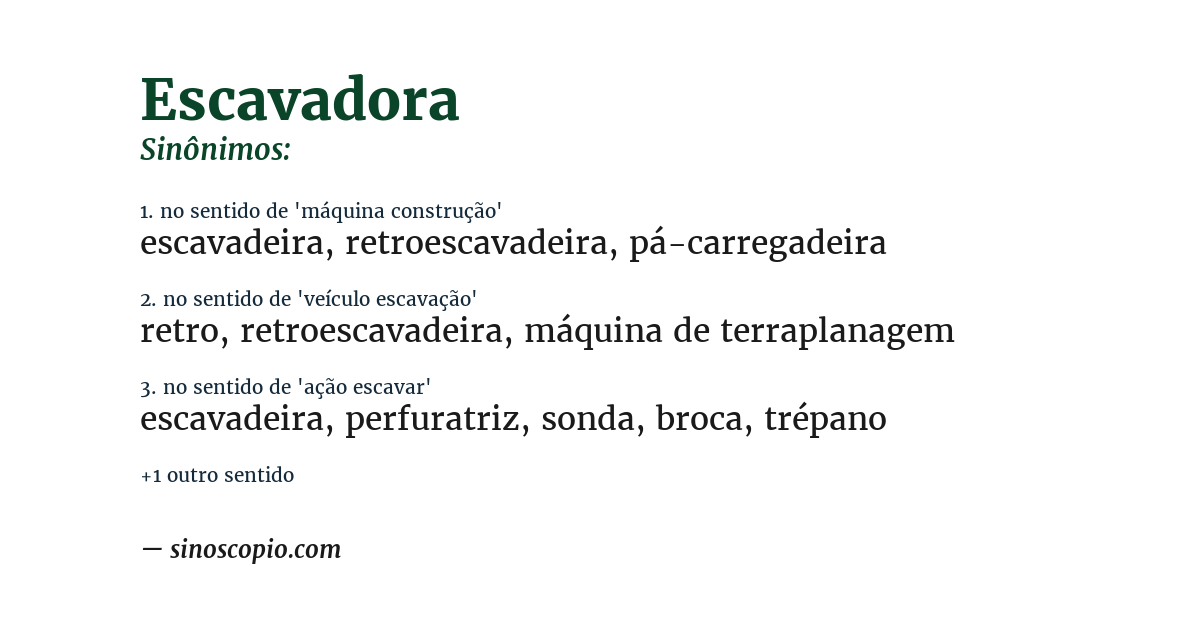 Sinônimo de escavadora