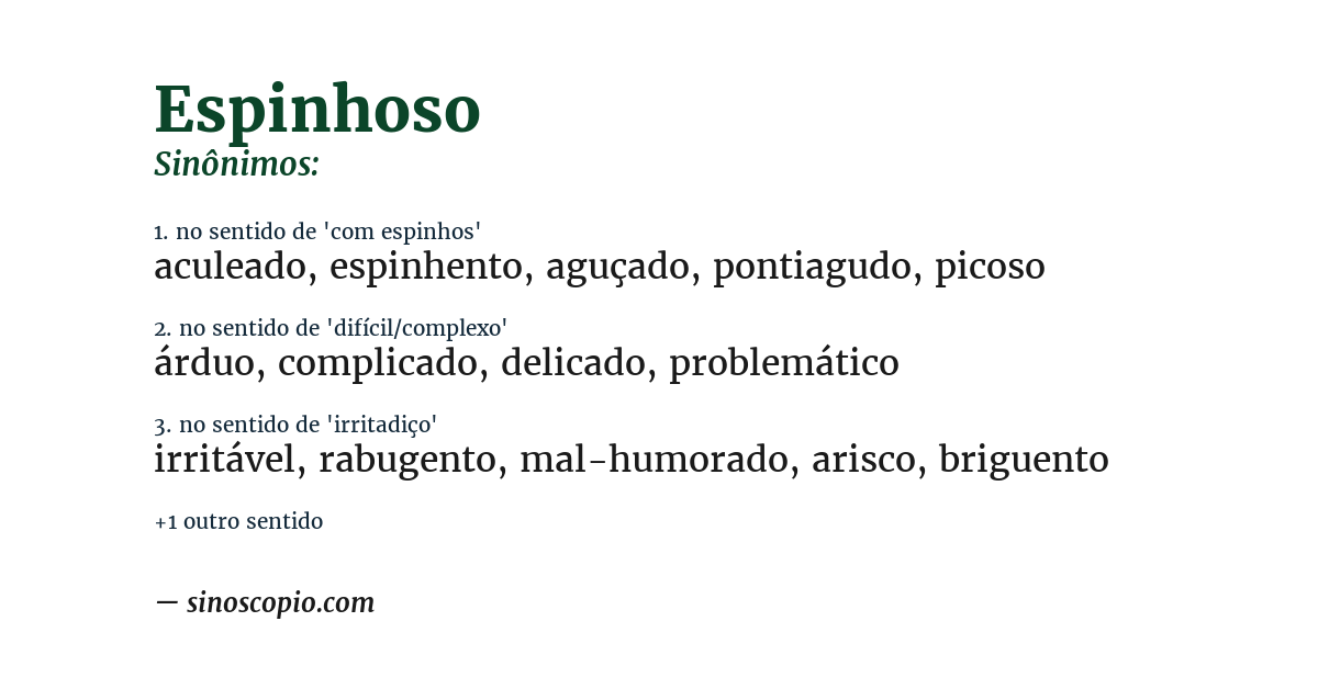 Sinônimo de espinhoso