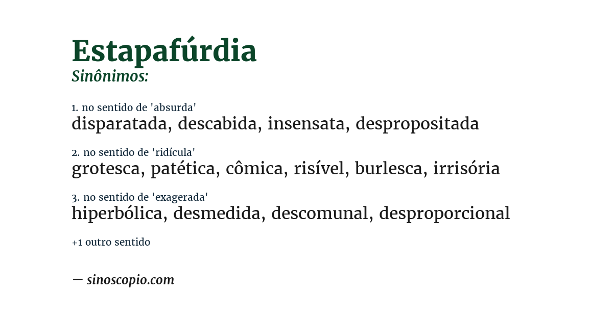 Sinônimo de estapafúrdia