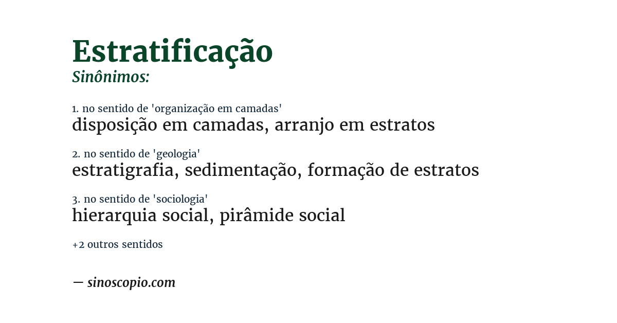 Sinônimo de estratificação