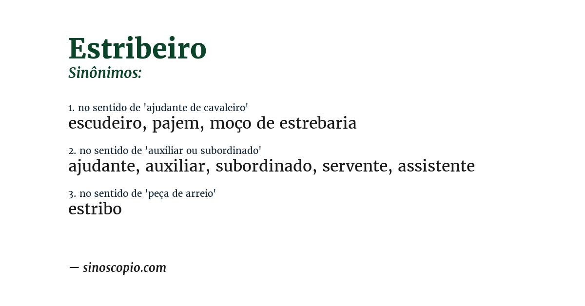 Sinônimo de estribeiro