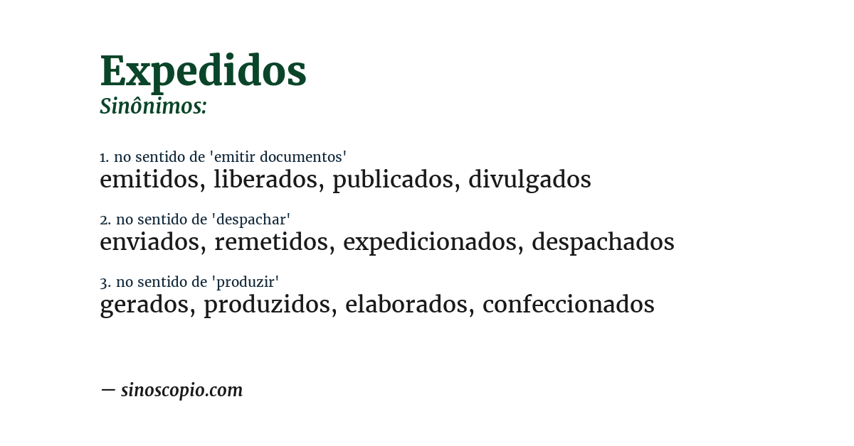 Sinônimo de expedidos
