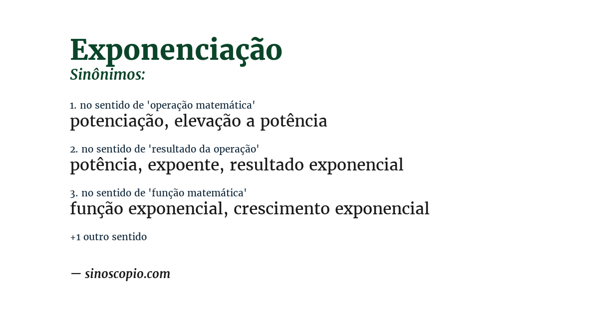 Sinônimo de exponenciação