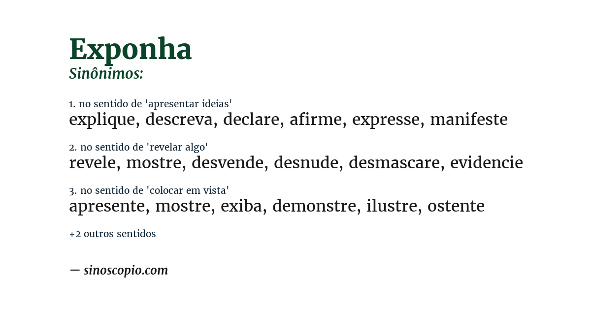 Sinônimo de exponha