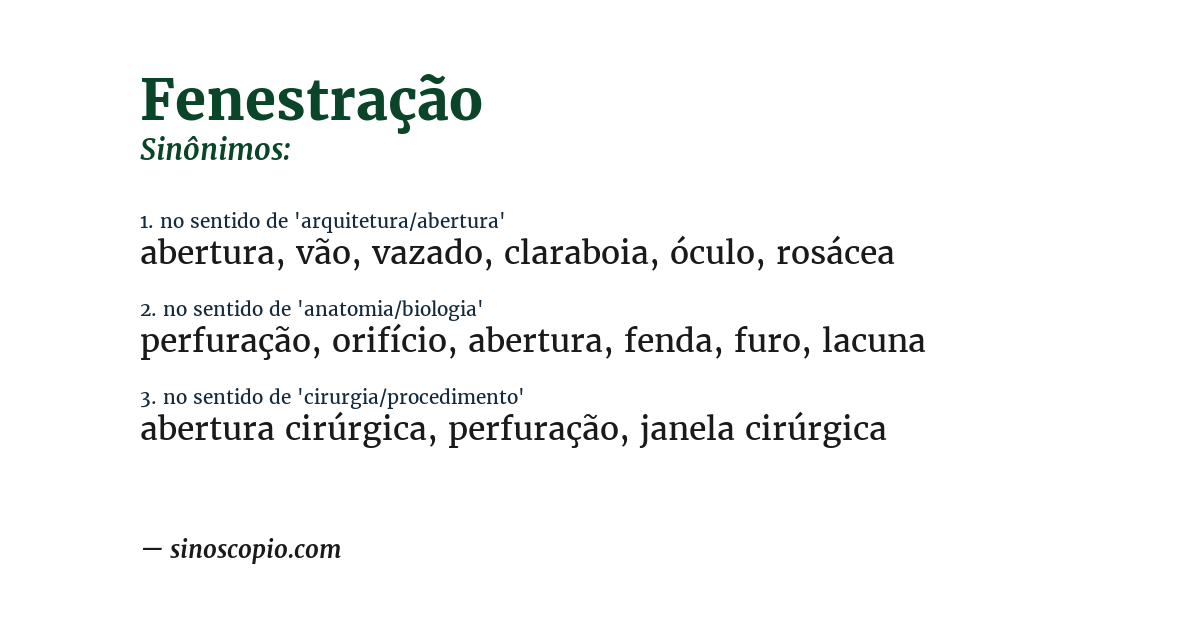Sinônimo de fenestração