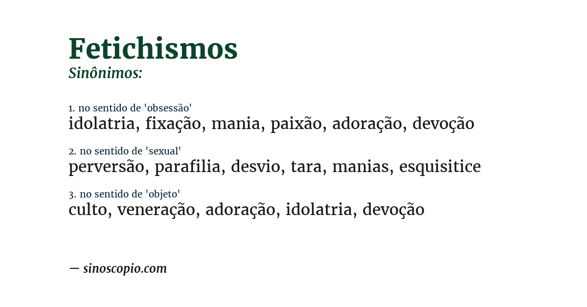 Sinônimo de fetichismos