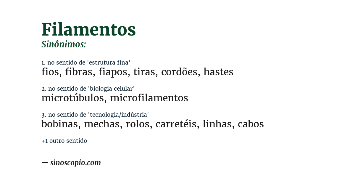 Sinônimo de filamentos