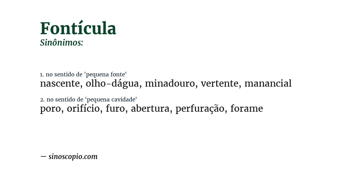 Sinônimo de fontícula