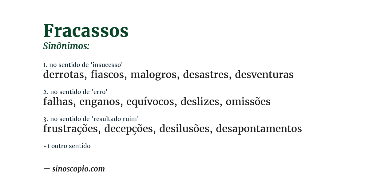 Sinônimo de fracassos