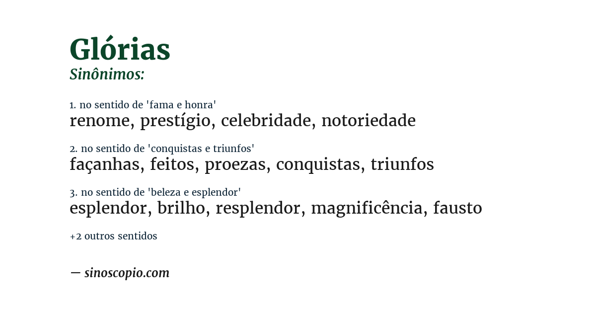 Sinônimo de glórias