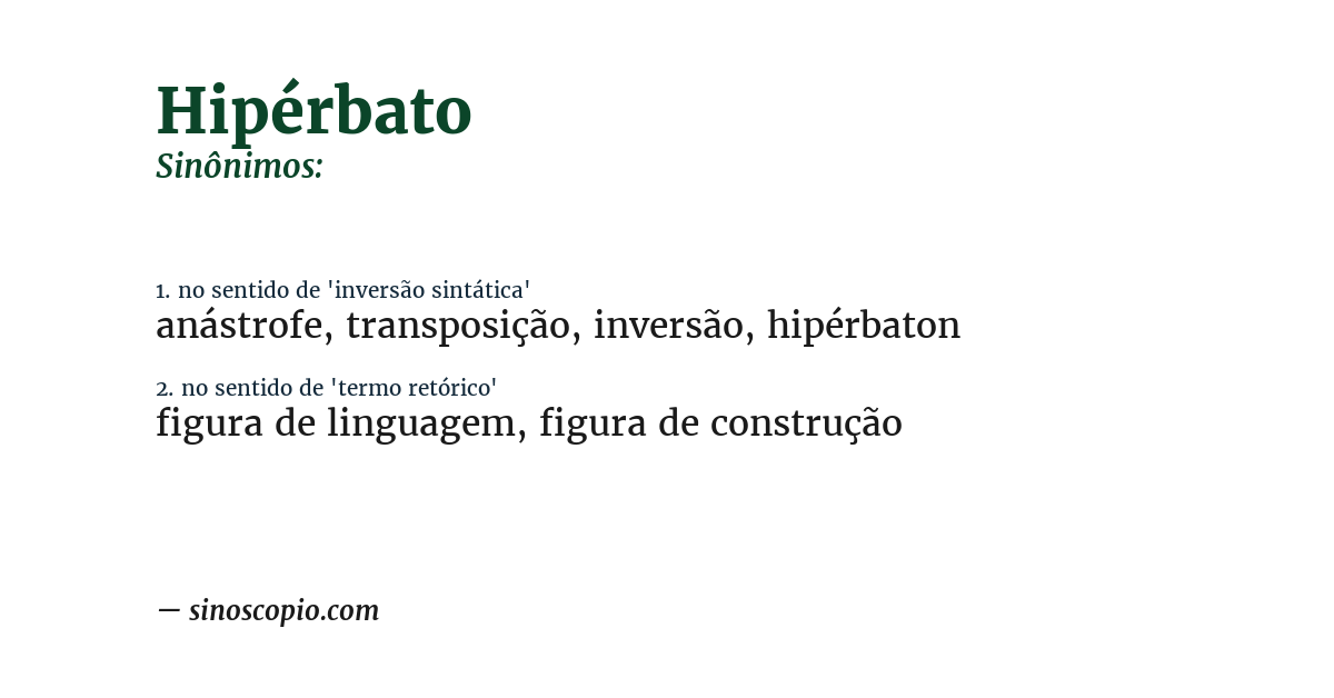 Sinônimo de hipérbato