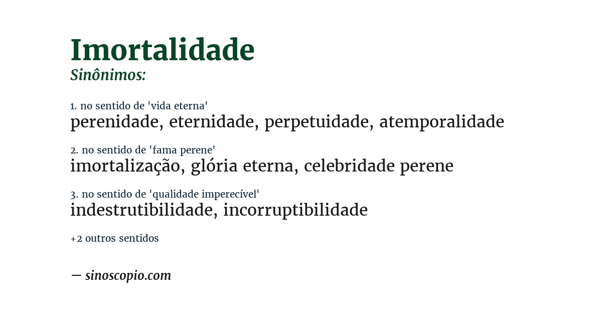 Sinônimo de imortalidade