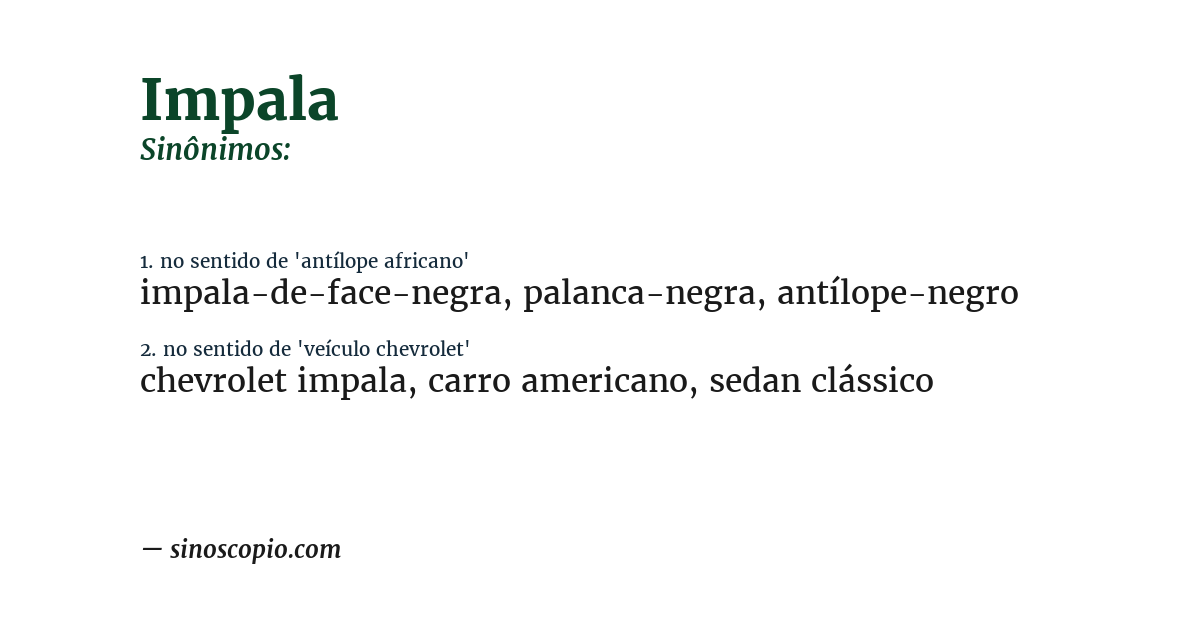 Sinônimo de impala