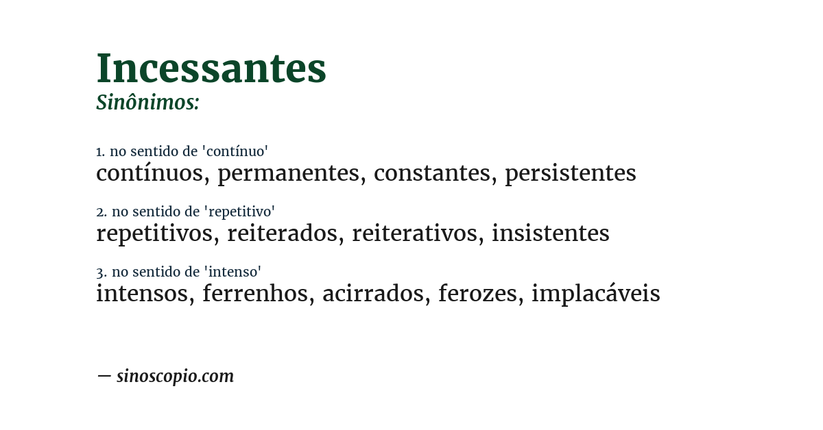 Sinônimo de incessantes