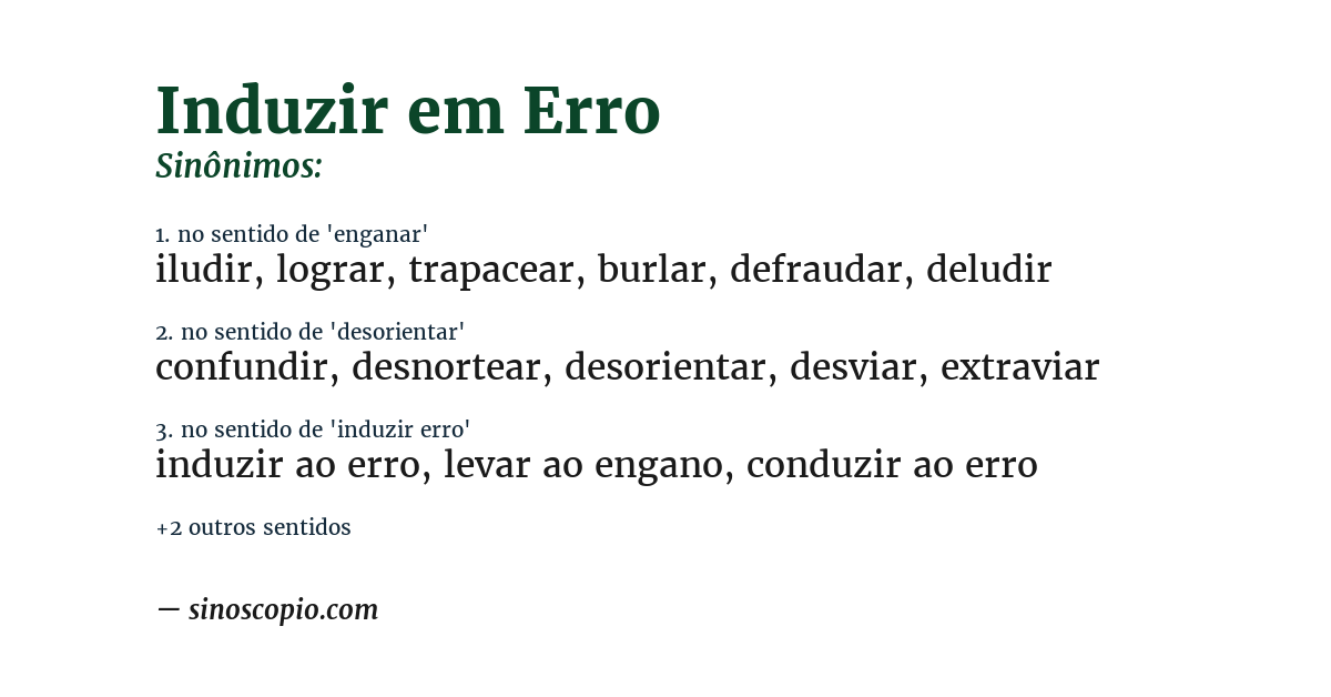Sinônimo de induzir em erro