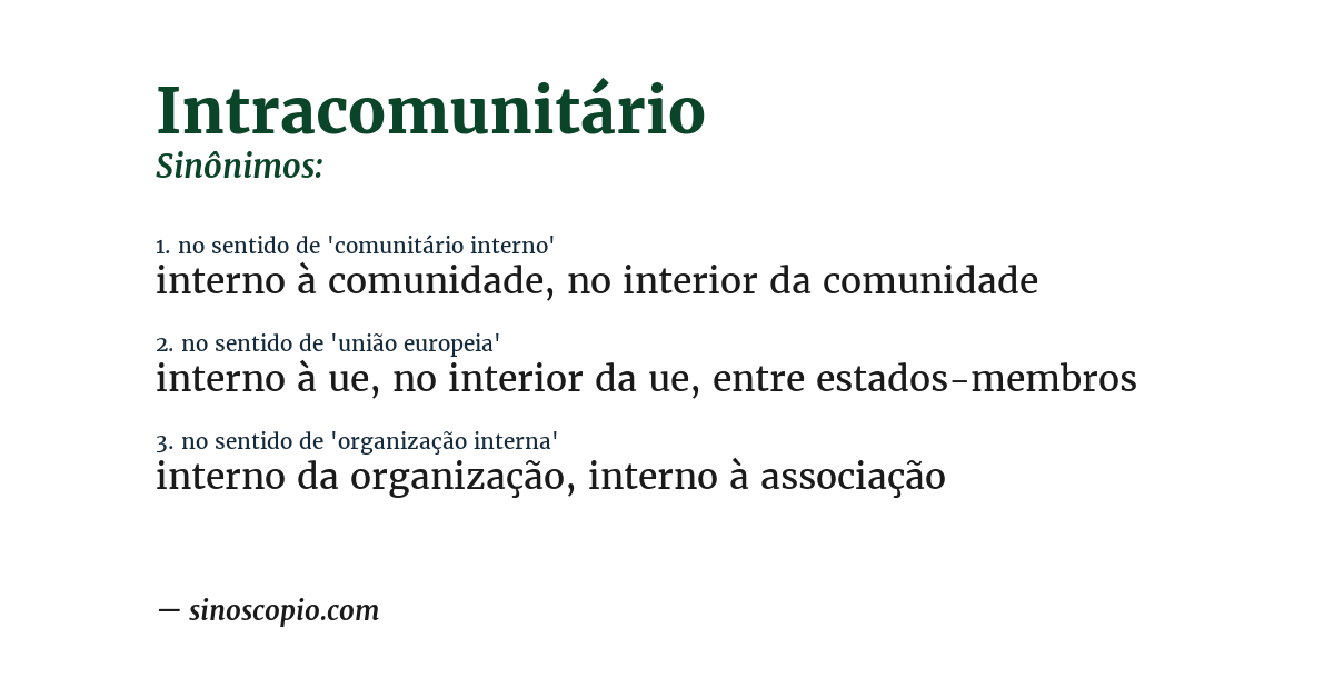 Sinônimo de intracomunitário