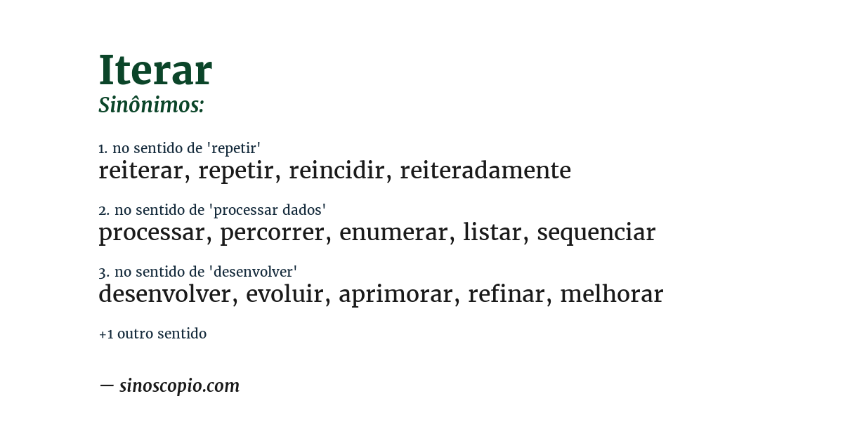Sinônimo de iterar