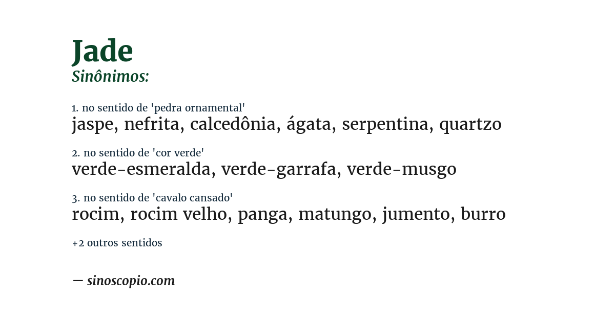 Sinônimo de jade