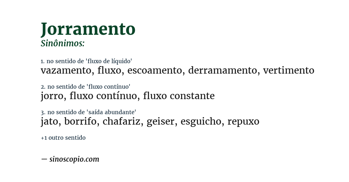 Sinônimo de jorramento