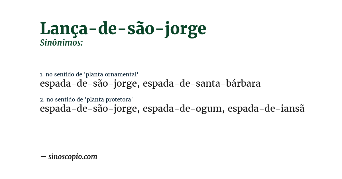 Sinônimo de lança-de-são-jorge