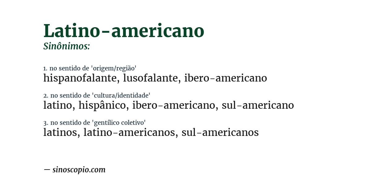 Sinônimo de latino-americano