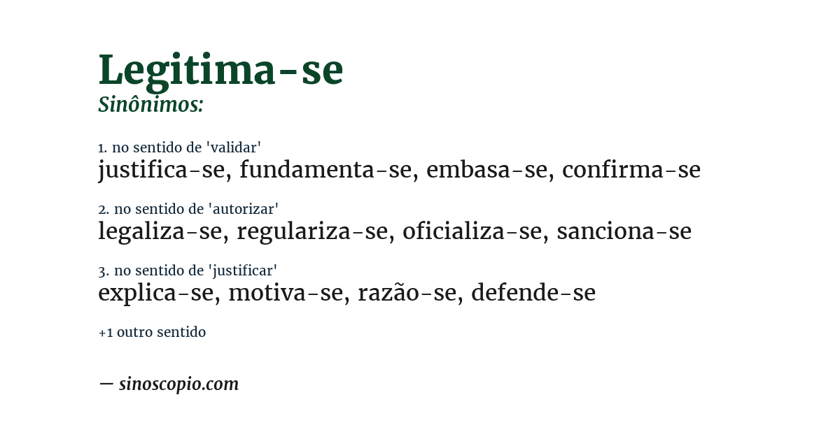 Sinônimo de legitima-se