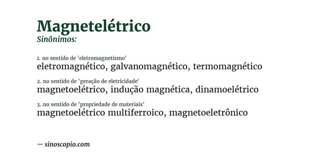 Sinônimo de magnetelétrico