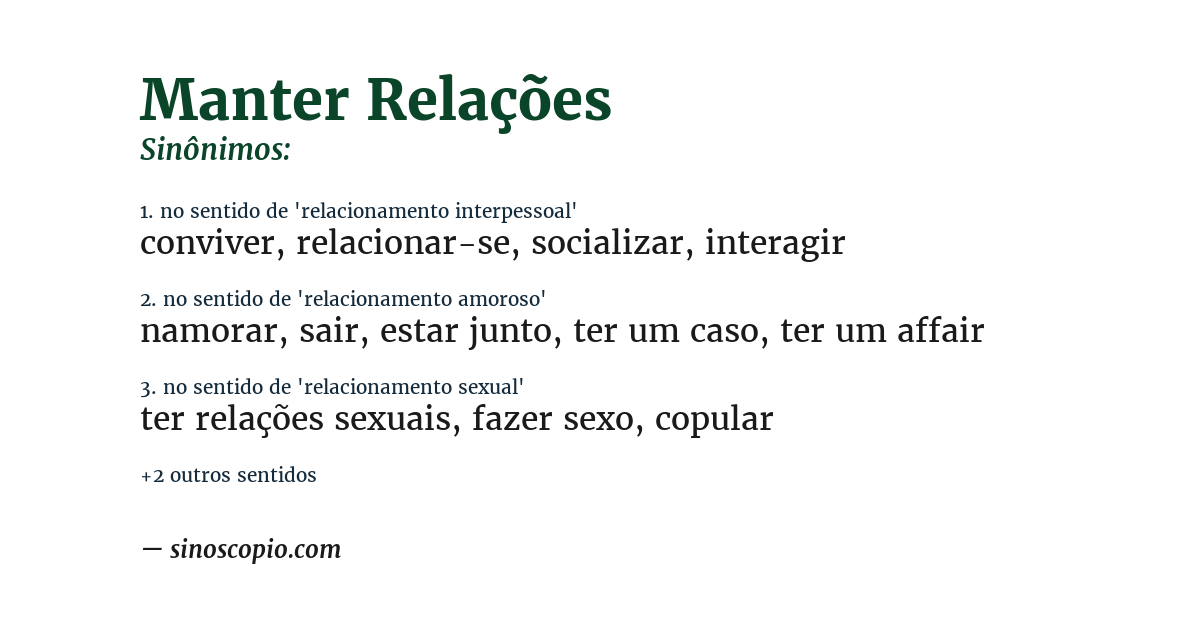 Sinônimo de manter relações