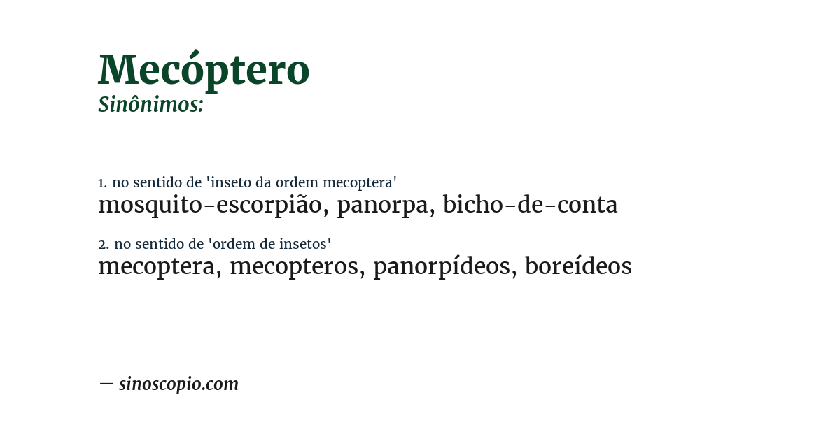 Sinônimo de mecóptero
