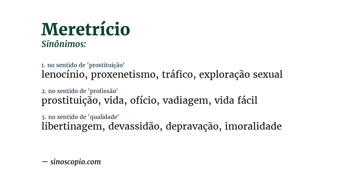 Sinônimo de meretrício