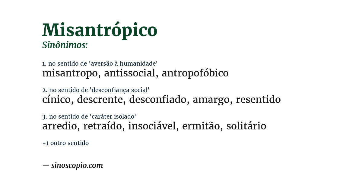 Sinônimo de misantrópico