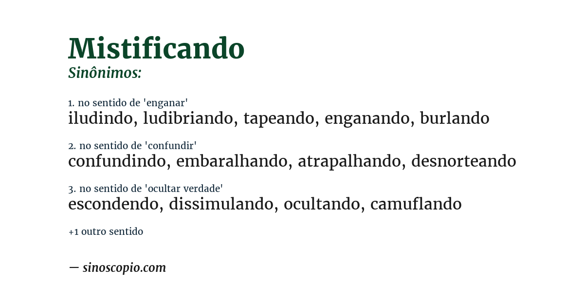 Sinônimo de mistificando