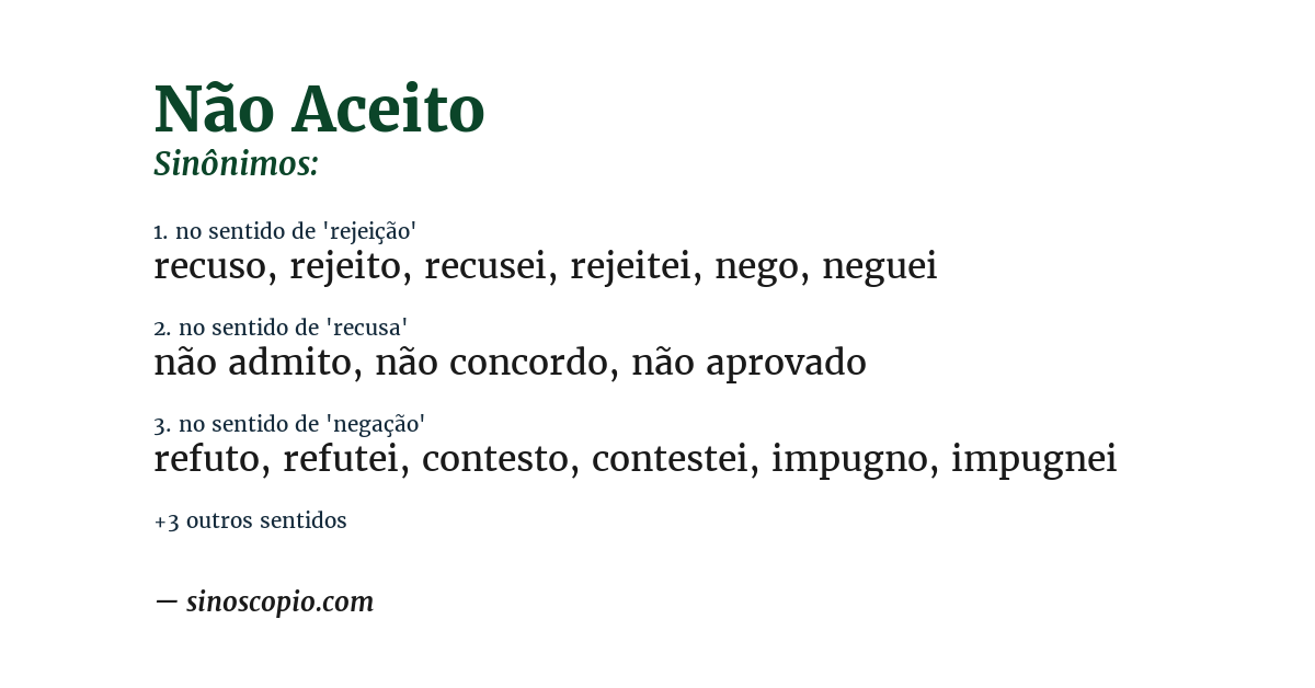 Sinônimo de não aceito