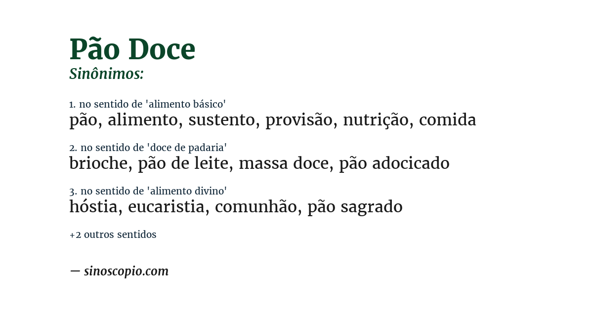 Sinônimo de pão doce