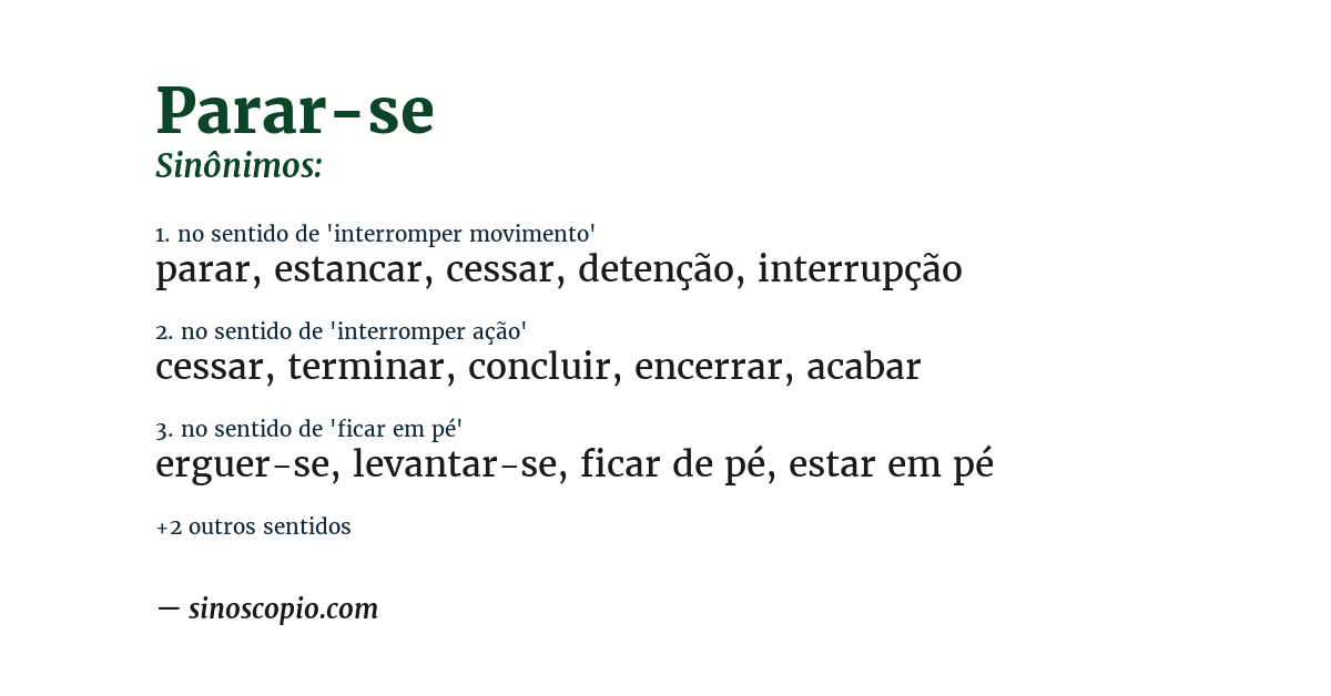 Sinônimo de parar-se