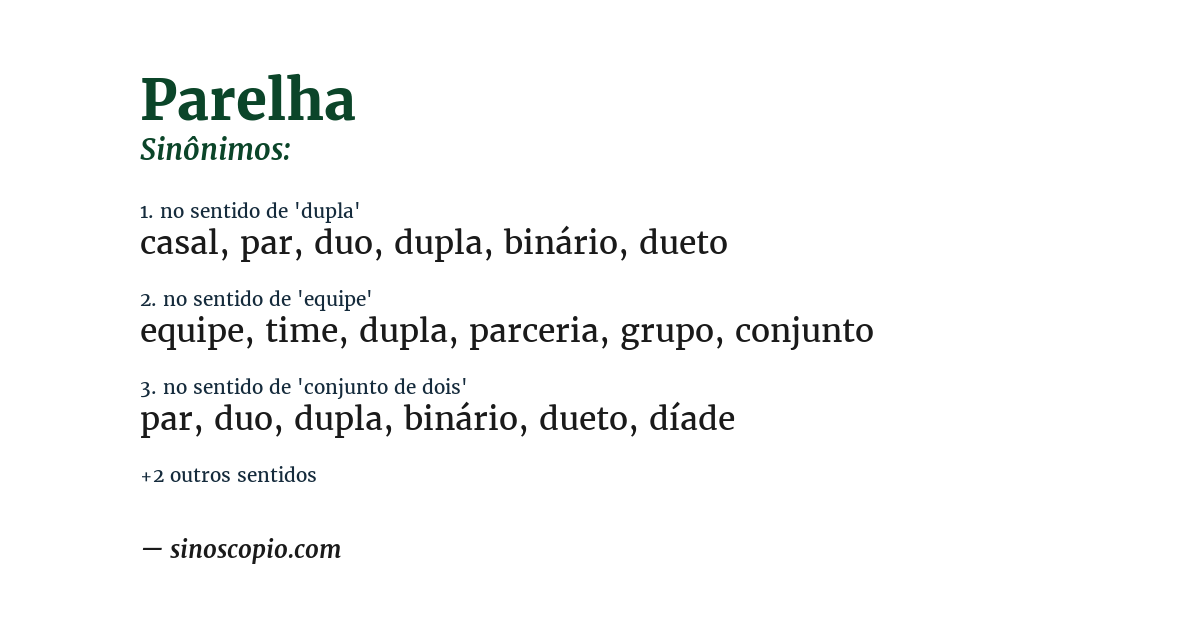 Sinônimo de parelha