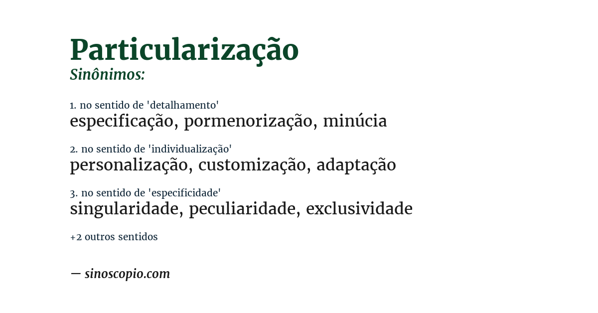 Sinônimo de particularização