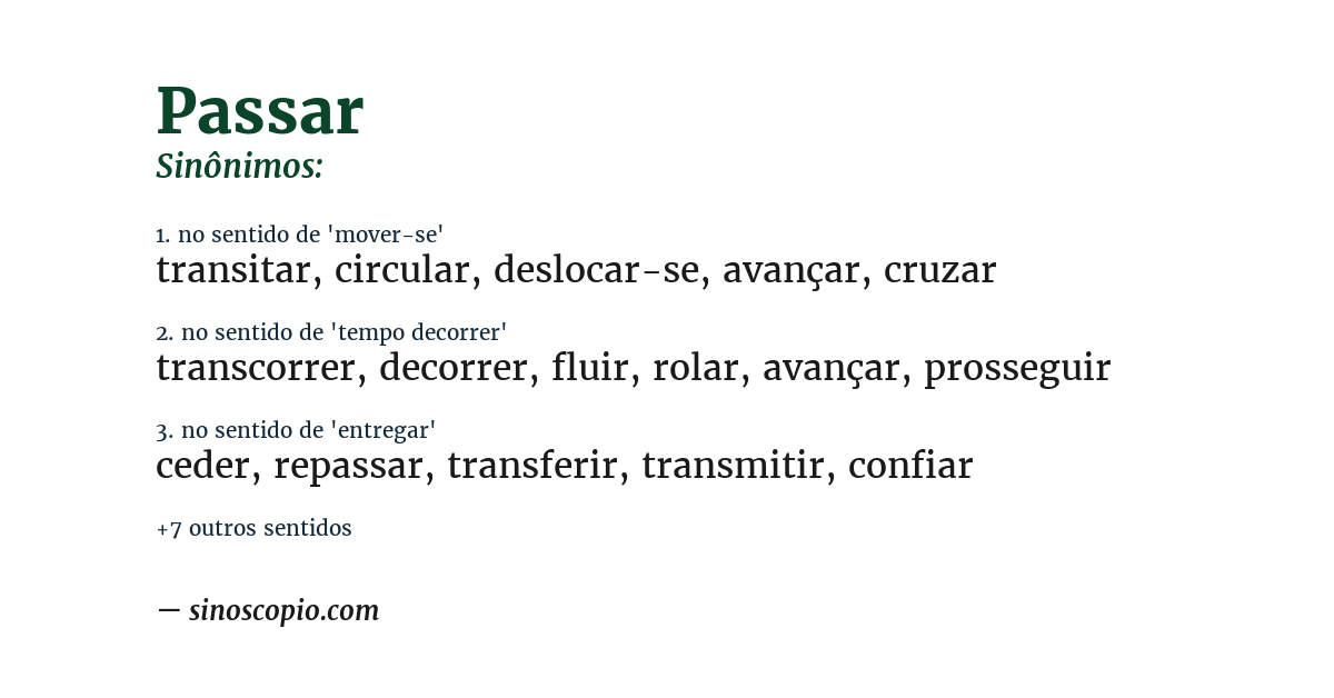 Sinônimo de passar