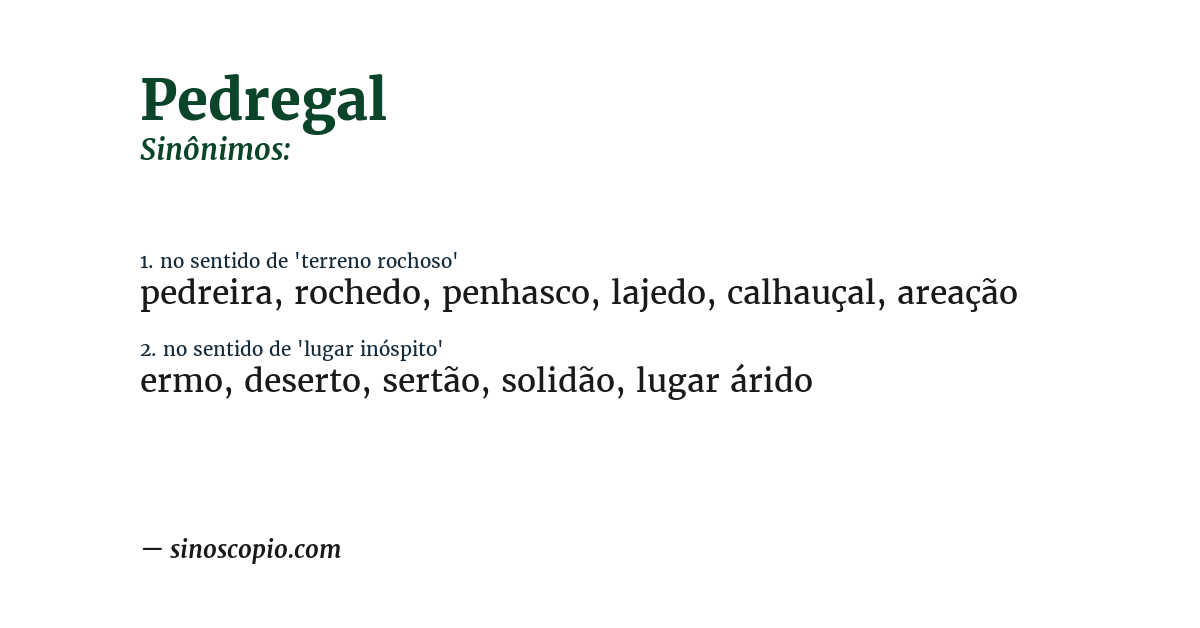 Sinônimo de pedregal