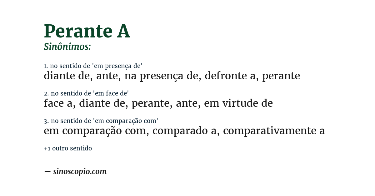 Sinônimo de perante a