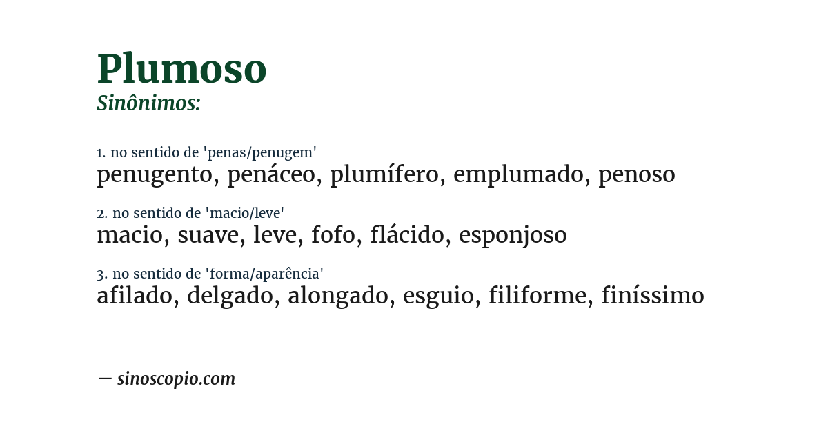 Sinônimo de plumoso