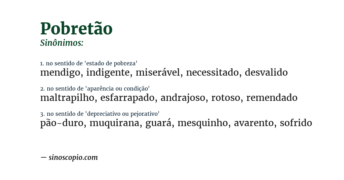 Sinônimo de pobretão
