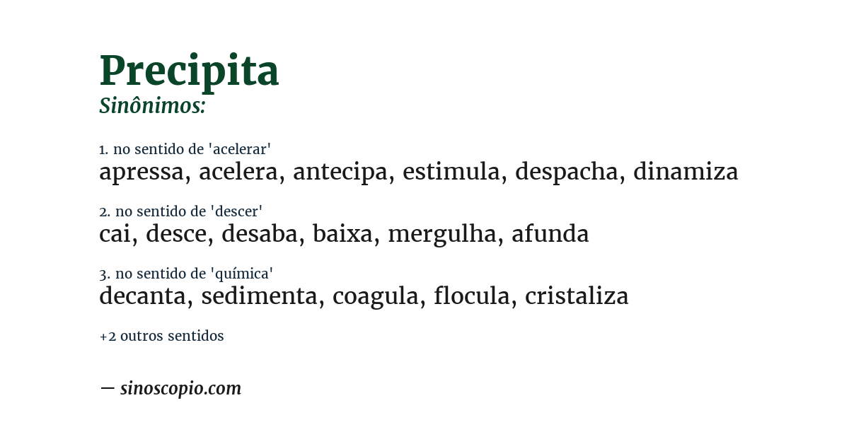 Sinônimo de precipita