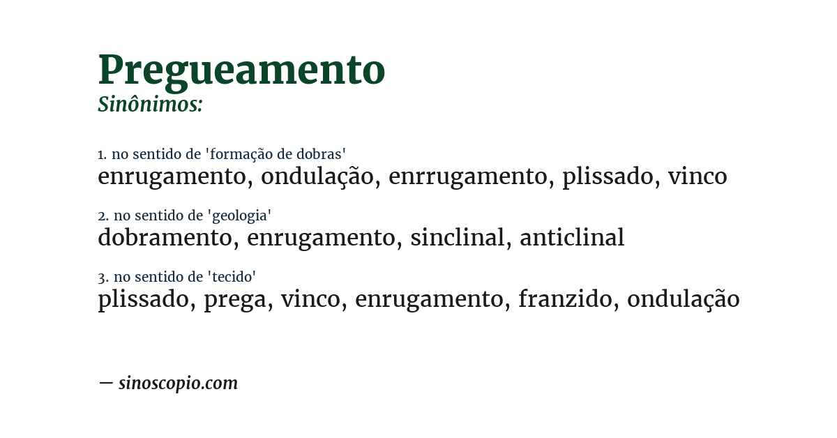 Sinônimo de pregueamento