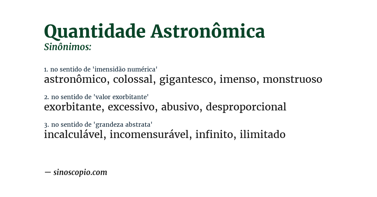 Sinônimo de quantidade astronômica