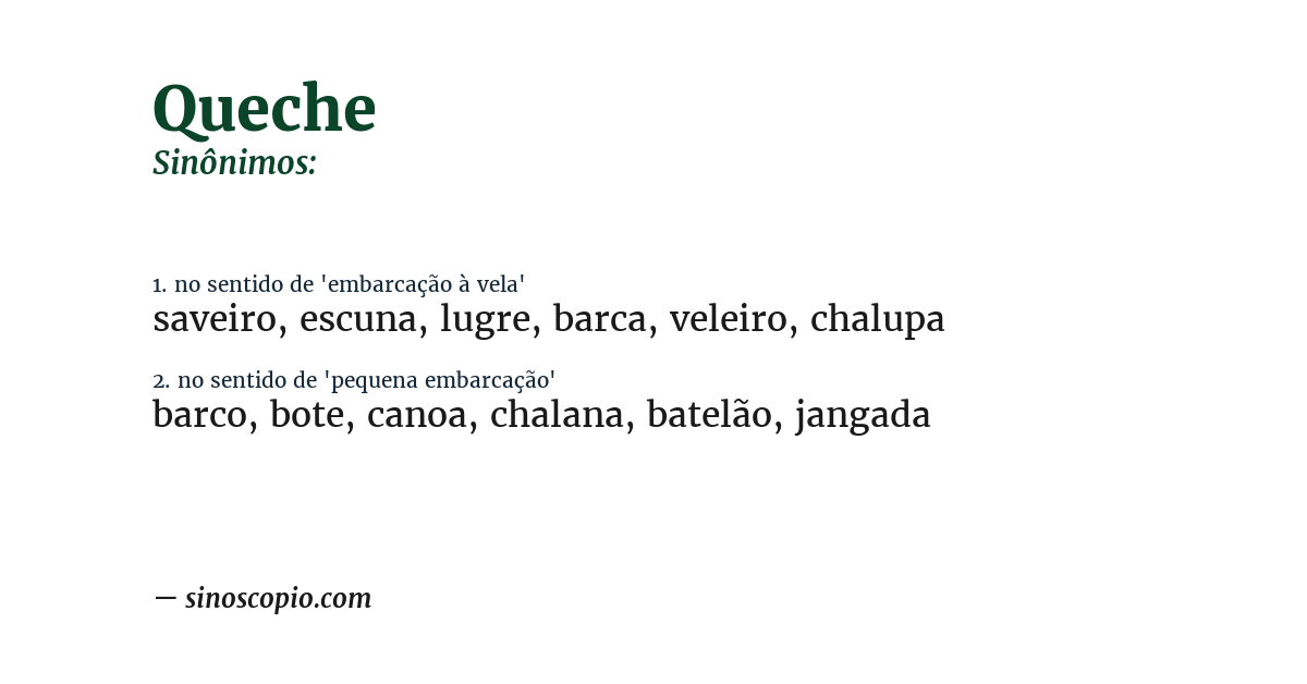 Sinônimo de queche