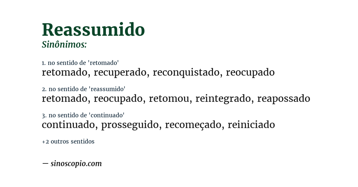 Sinônimo de reassumido